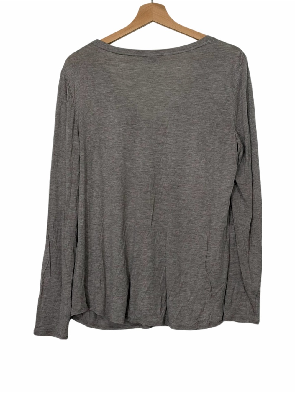 Lafayette 148 New York V-Neck Long Sleeve Top in Gray Size Large Minimalist - Picture 3 of 13